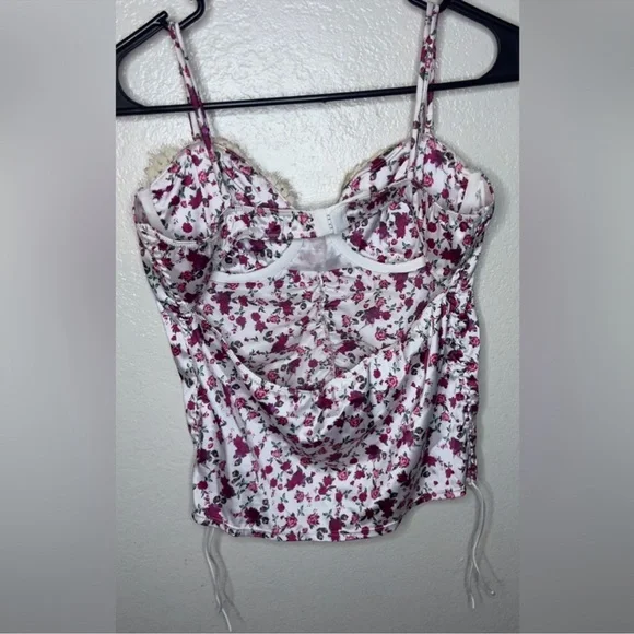 Floral Ruched Pink and White for love & lemons Top - Picture 2 of 5